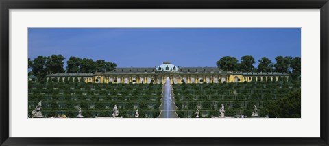 Framed Formal garden in front of a palace, Sanssouci Palace, Potsdam, Brandenburg, Germany Print