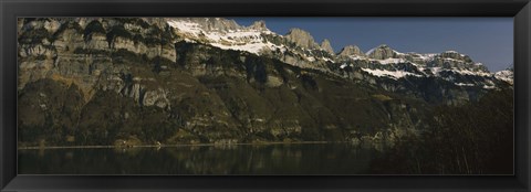 Framed Lake on mountainside, Lake Walensee, Zurich, Canton Of Zurich, Switzerland Print