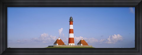 Framed Lighthouse on a landscape, Westerhever Lighthouse, Schleswig-Holstein, Germany Print