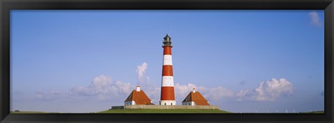 Framed Lighthouse on a landscape, Westerhever Lighthouse, Schleswig-Holstein, Germany Print