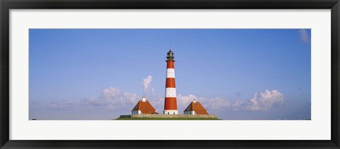 Framed Lighthouse on a landscape, Westerhever Lighthouse, Schleswig-Holstein, Germany Print