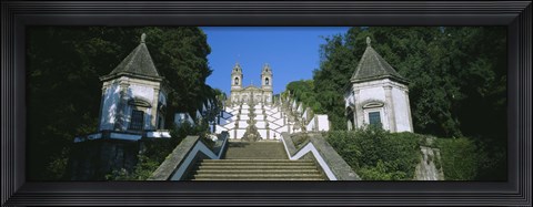 Framed Low angle view of a cathedral, Steps of the Five Senses, Bom Jesus Do Monte, Braga, Portugal Print