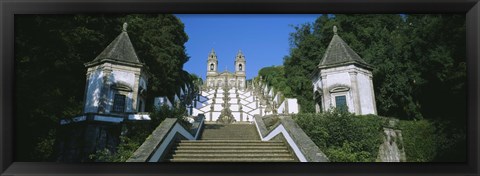 Framed Low angle view of a cathedral, Steps of the Five Senses, Bom Jesus Do Monte, Braga, Portugal Print