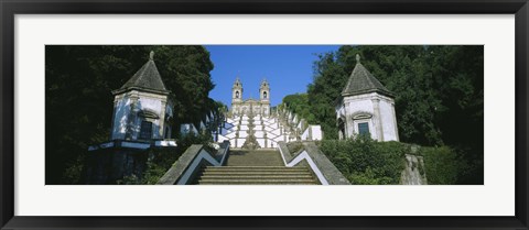 Framed Low angle view of a cathedral, Steps of the Five Senses, Bom Jesus Do Monte, Braga, Portugal Print