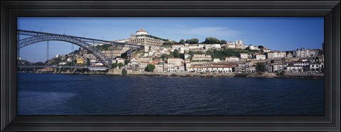 Framed Buildings at the waterfront, Serra do Pillar, Douro River, Porto, Portugal Print