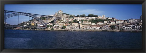 Framed Buildings at the waterfront, Serra do Pillar, Douro River, Porto, Portugal Print