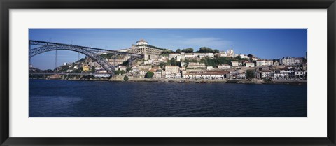 Framed Buildings at the waterfront, Serra do Pillar, Douro River, Porto, Portugal Print