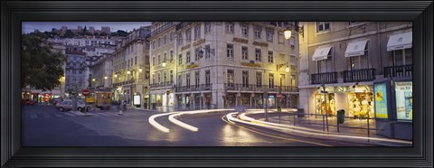 Framed Traffic on a road, Praca de Figueira, Lisbon, Portugal Print