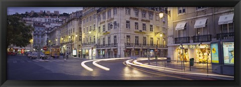 Framed Traffic on a road, Praca de Figueira, Lisbon, Portugal Print