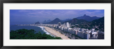 Framed Aerial view of Copacabana Beach, Rio De Janeiro, Brazil Print