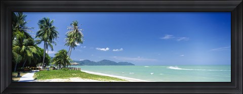 Framed Palm trees on the beach, Penang State, Malaysia Print