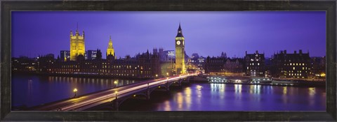 Framed Big Ben Lit Up At Dusk, Houses Of Parliament, London, England, United Kingdom Print