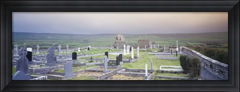 Framed Tombstones in a cemetery, Poulnabrone Dolmen, The Burren, County Clare, Republic of Ireland Print