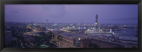 Framed Barcelona, Spain at Dusk Print