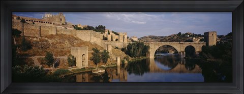 Framed Castle at the waterfront, Puente de San Martin, Tajo River, Toledo, Spain Print