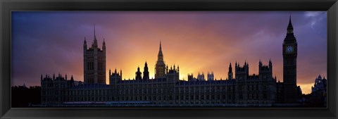 Framed Sunset Houses of Parliament &amp; Big Ben London England Print