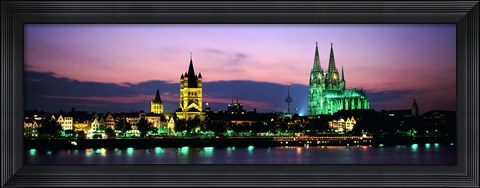 Framed Cityscape At Dusk, Cologne, Germany Print