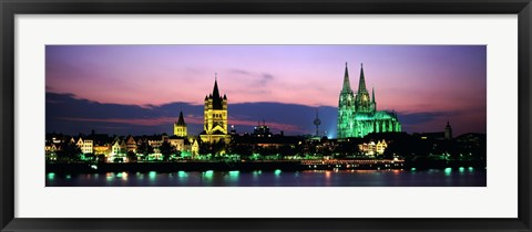 Framed Cityscape At Dusk, Cologne, Germany Print