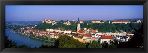 Framed Skyline Salzach River Burghausen Bavaria Germany Print