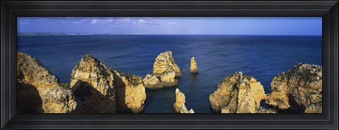 Framed Algarve rocky coast, Lagos, Portugal Print