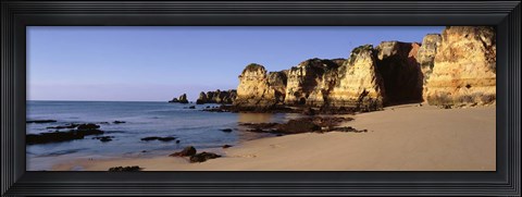 Framed Rock formations on the coast, Algarve, Lagos, Portugal Print