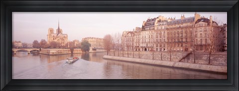 Framed Buildings Near Seine River, Notre Dame, Paris, France Print