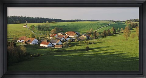 Framed Switzerland, Jura Mountains, La Bosse, High angle view of cottages in a valley Print