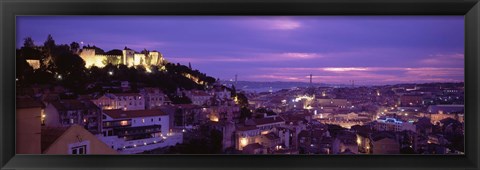 Framed Elevated View Of The City, Skyline, Cityscape, Lisbon, Portugal Print