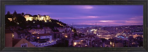 Framed Elevated View Of The City, Skyline, Cityscape, Lisbon, Portugal Print