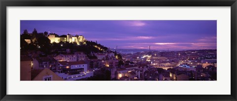 Framed Elevated View Of The City, Skyline, Cityscape, Lisbon, Portugal Print