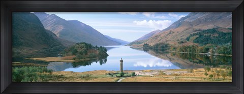 Framed Scotland, Highlands, Loch Shiel Glenfinnan Monument, Reflection of cloud in the lake Print