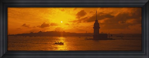 Framed Sunset over a river, Bosphorus, Istanbul, Turkey Print