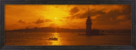 Framed Sunset over a river, Bosphorus, Istanbul, Turkey Print