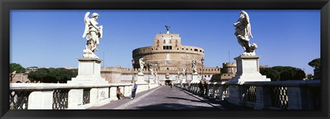 Framed Statues on both sides of a bridge, St. Angels Castle, Rome, Italy Print