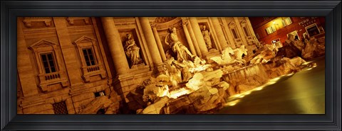 Framed Fountain lit up at night, Trevi Fountain, Rome, Italy Print