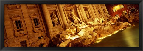 Framed Fountain lit up at night, Trevi Fountain, Rome, Italy Print