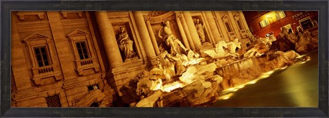 Framed Fountain lit up at night, Trevi Fountain, Rome, Italy Print