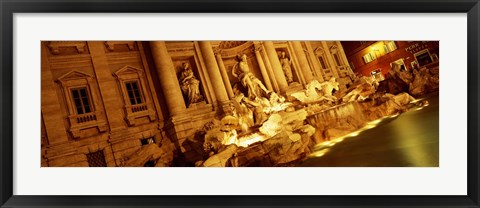 Framed Fountain lit up at night, Trevi Fountain, Rome, Italy Print