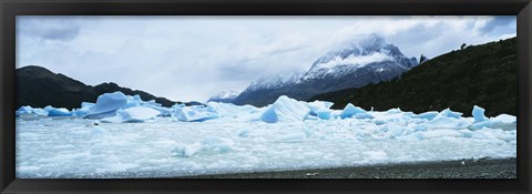 Framed Glacier on a mountain range, Grey Glacier, Torres Del Paine National Park, Patagonia, Chile Print