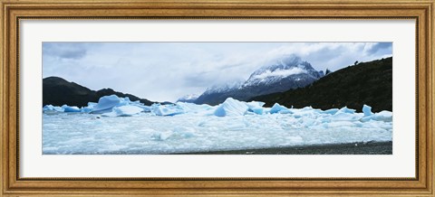 Framed Glacier on a mountain range, Grey Glacier, Torres Del Paine National Park, Patagonia, Chile Print