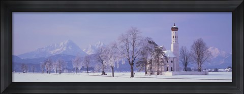 Framed Winter St Coloman Church Schwangau Germany Print