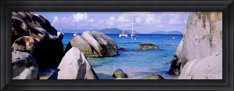 Framed Boulders on a coast, The Baths, Virgin Gorda, British Virgin Islands Print