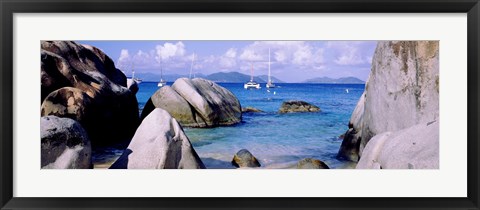 Framed Boulders on a coast, The Baths, Virgin Gorda, British Virgin Islands Print