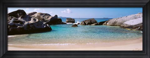 Framed British Virgin Islands, Virgin Gorda, The Baths, Rock formation in the sea Print