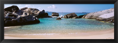 Framed British Virgin Islands, Virgin Gorda, The Baths, Rock formation in the sea Print