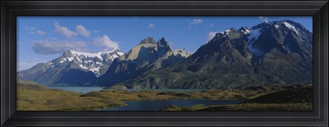 Framed Lake in front of mountains, Jagged Peaks, Lago Nordenskjold, Torres Del Paine National Park, Patagonia, Chile Print