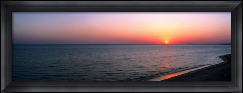 Framed Pink Sunet Over the Seascape, The Algarve Portugal Print