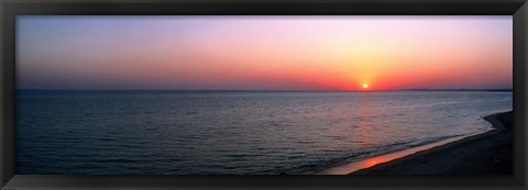 Framed Pink Sunet Over the Seascape, The Algarve Portugal Print