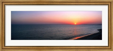 Framed Pink Sunet Over the Seascape, The Algarve Portugal Print