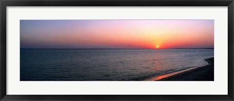 Framed Pink Sunet Over the Seascape, The Algarve Portugal Print